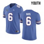 Youth Florida Gators #6 Shawn Davis NCAA Nike Blue Authentic Stitched College Football Jersey YFN2262LN